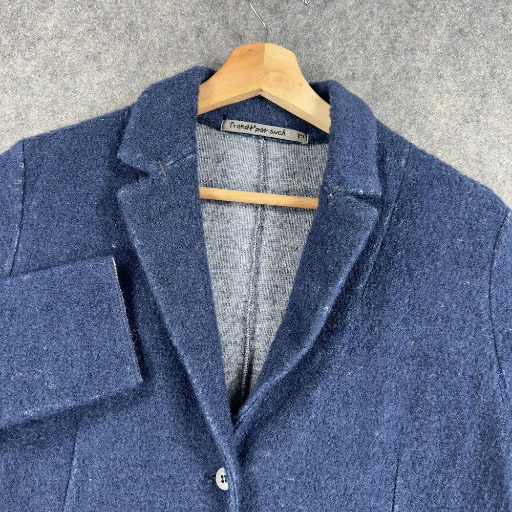 Transit Par-Such Jacket Womens Medium Blue Virgin Wool Knit Blazer Made Italy